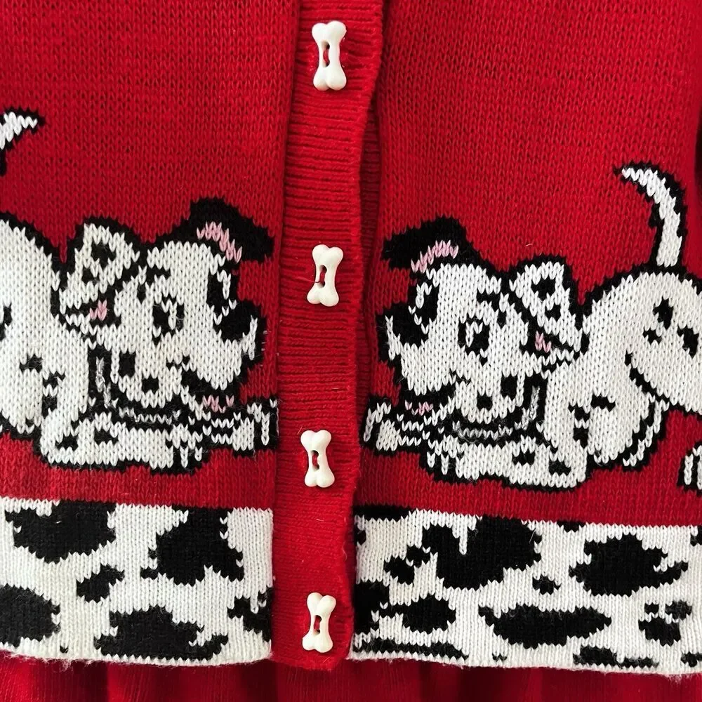 Vintage Disney 101 Dalmatians Sweater Cardigan and Skirt 2-Pc Set USA Girls